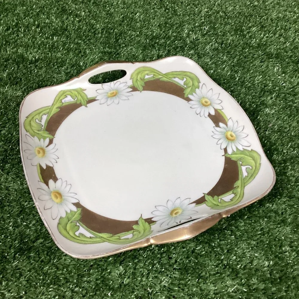 Antique Bavaria Porcelain Hand Painted Daisy Platter Small